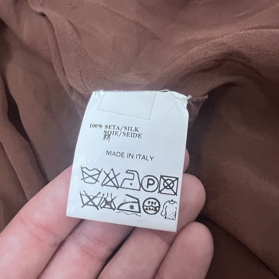 Costume National Womens Size 42 US M Top Sheer long sleeve 100S silk brown eBay