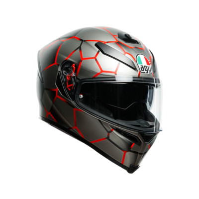 AGV HELM Integral Doppelvisier FIBER K5 S VULCANUM RED ROT XS