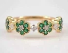 2CT Round Cut Lab-Created Green Emerald Wedding Band Ring 14K Yellow Gold Plated