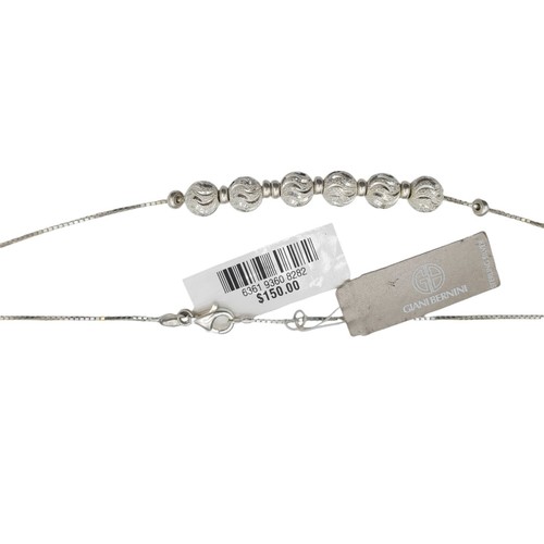 Giani Bernini Sterling Silver 6 Diamond Cut Balls on Box Chain Necklace 18" NWT - Picture 3 of 4