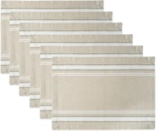 DII French Stripe Tabletop Collection Farmhouse Style Placemat Set, 13x19