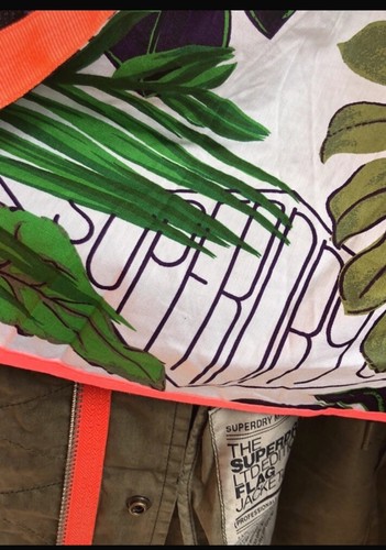 Superdry Limited Edition Flag Jacket, Tropical Lining, Green, Hidden Hood, 10-12 - Picture 3 of 10