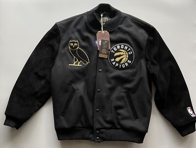 $1199 OVO x Mitchell & Ness Toronto Raptors Black Varsity Jacket