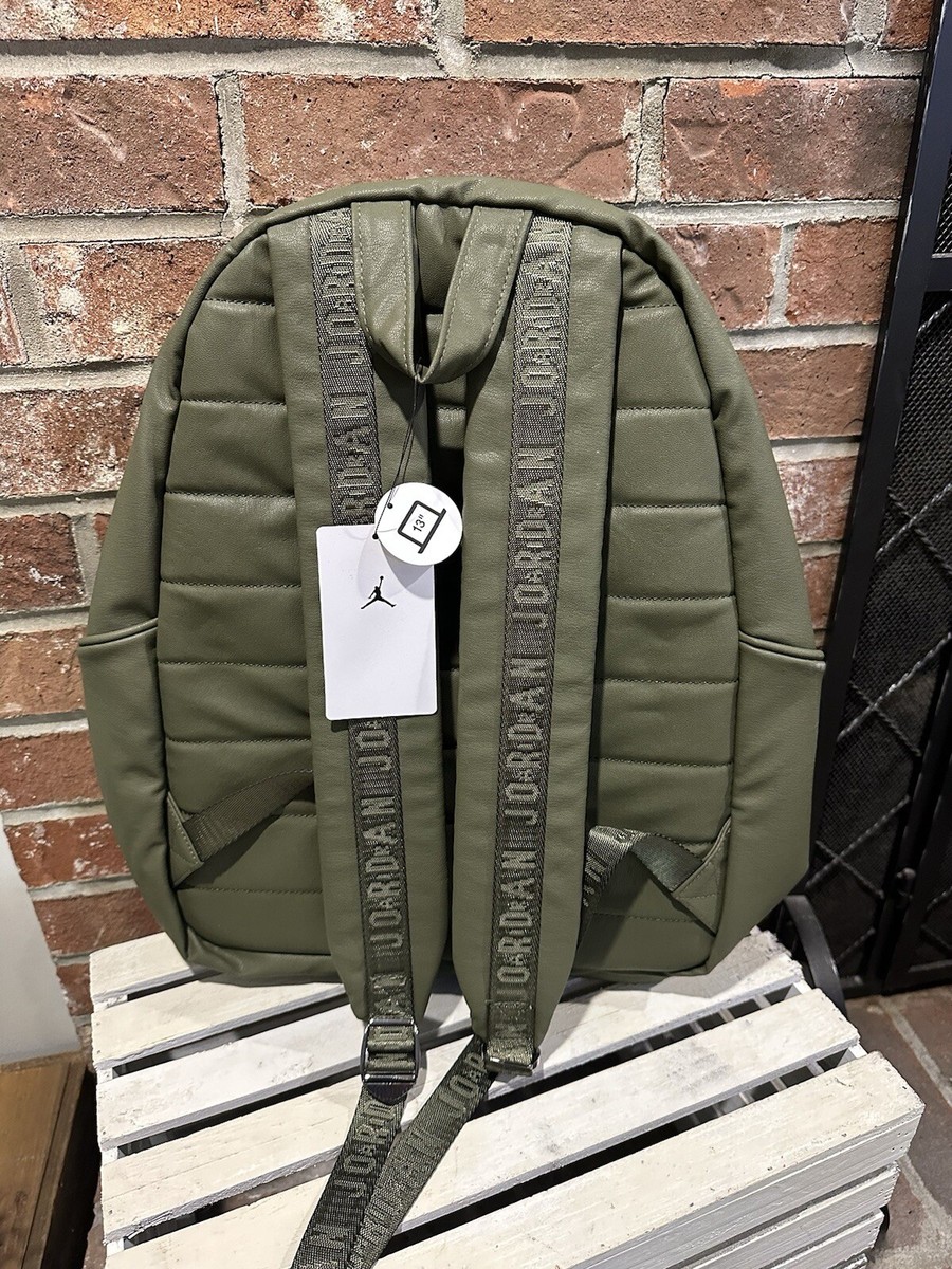 NEW Jordan Regal Air Faux Leather Backpack OLIVE GREEN 9A0136-X34 BACK PACK