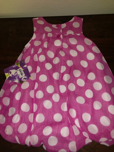 Blueberi Boulevard Baby Girls Pink and White Polka Dot Bloomer Bubble Dress 24M - Picture 2 of 4