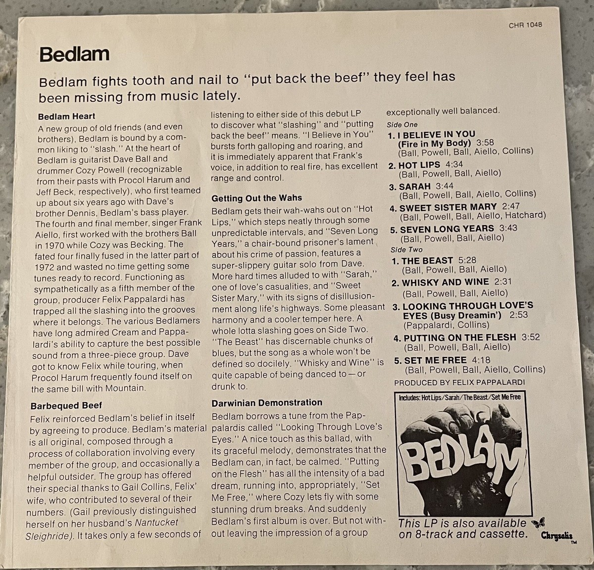 Bedlam “Self-Titled” ~ Chrysalis Records CHR 1048 LP 1973 | eBay