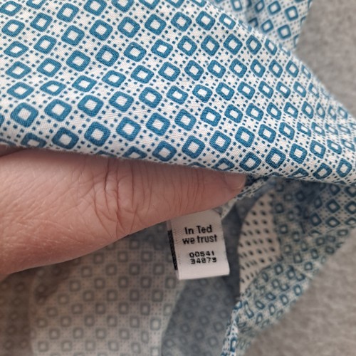 Ted Baker London Shirt Men 5 Large Blue Geometric Artsy Quiet Luxury Old Money - Picture 5 of 11
