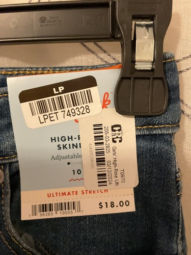 Cat & Jack girls high-rise skinny adjustable waist Blue Jeans size 10 - Picture 4 of 5