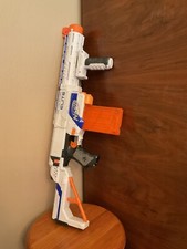 Nerf N-Strike Elite White Retaliator Blaster w/ Stock, Barrel, Magazine Foregrip