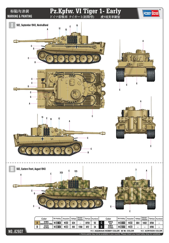 HobbyBoss 82607 Pz.Kpfw. VI Tiger 1- Early 1/16 Scale Plastic Model Kit - Image 4 of 4