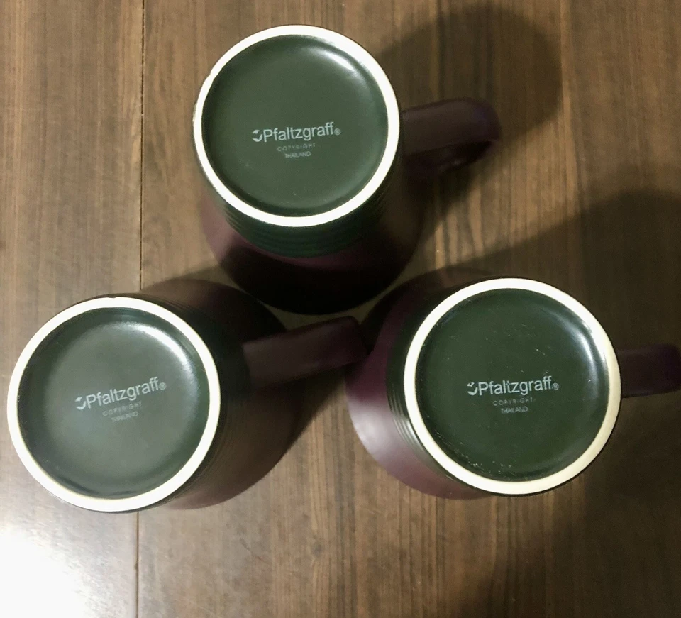 3 tazas de café cónicas mate ciruela púrpura negro tándem Pfaltzgraff 14 oz Foto 4 de 4