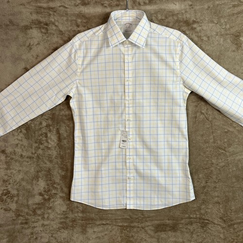 Brooks Brothers Mens Soho Fit Shirt Size 15.5-32 Yellow Blue Check Non Iron NWT - Picture 6 of 17