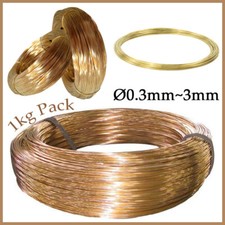H62 Pure Brass Wire Round Solid Bare Unplated 1kg Pack Wire Diameter  0.3mm 3mm