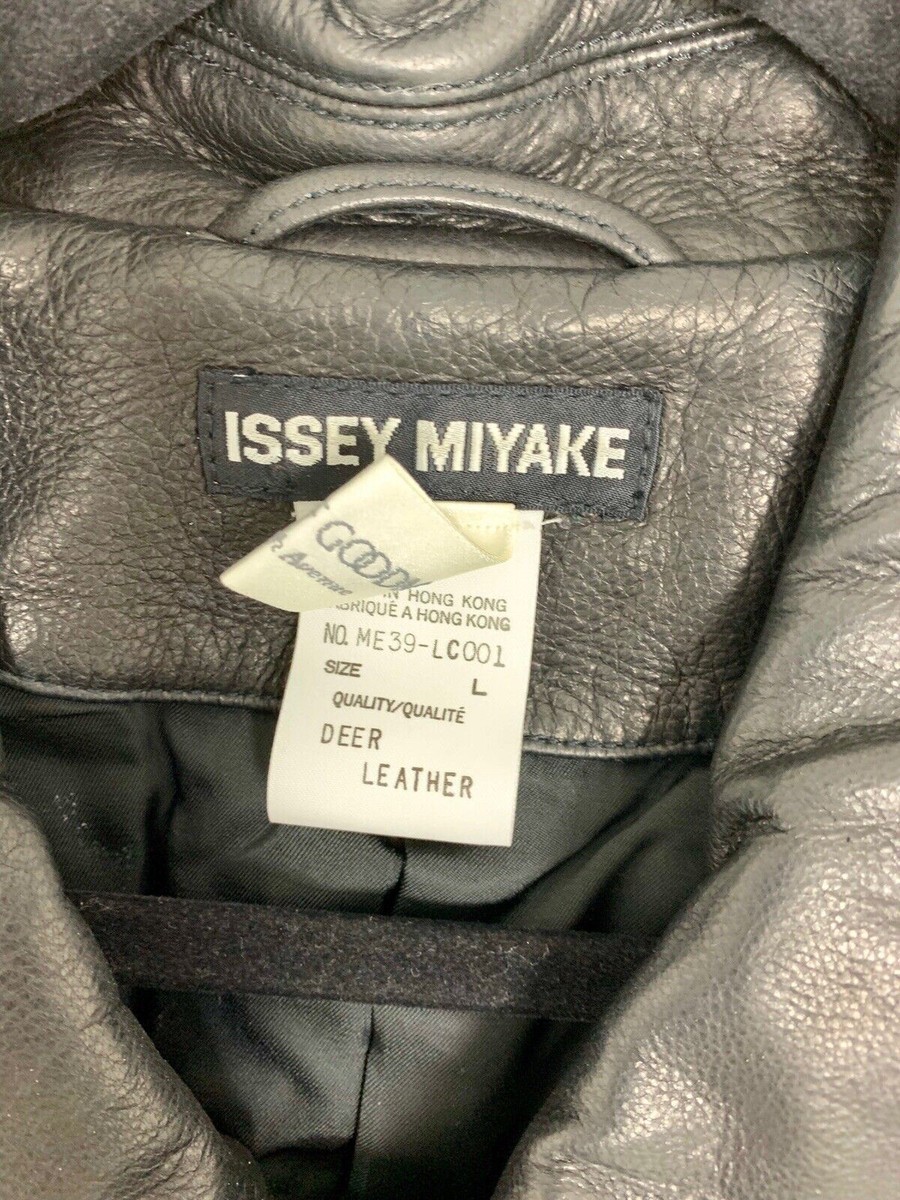 Vintage Issey Miyake Men Leather Biker Jacket Black Size Vintage Issey Miyake Men Leather Biker Jacket Black Size