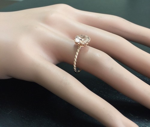 1.50 Carats Natural Morganite 14K Solid Rose Gold Ring - Picture 5 of 8