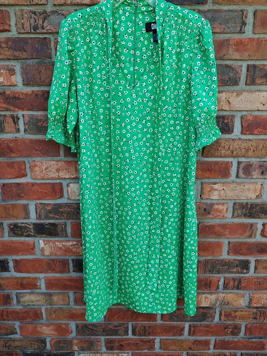 Nice Pre-owned DKNY Women's Size 12 Dress- Green With Floral Print