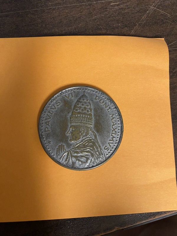 Pope Paul VI Silver plated Anno Santo 1975 Roma Medallion