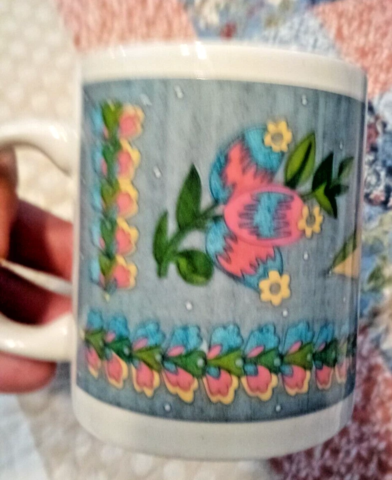 Gibson Artículos para el Hogar Floral Taza Café Té Hibisco Rosa Azul Flor DEFECTOS*** USADA EN EXCELENTE ESTADO Foto 2 de 4