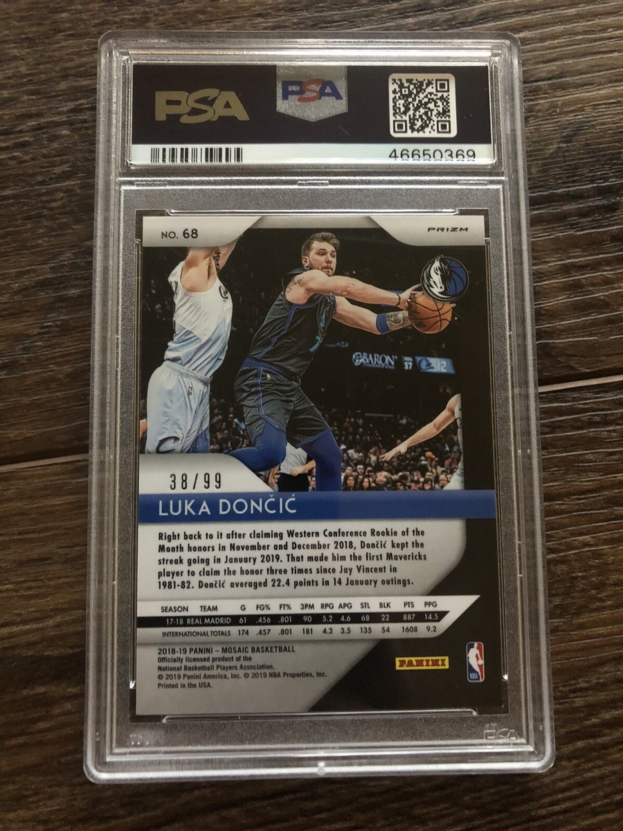 Rare 18-19 Prizm Mosaic Luka Doncic Orange Rookie RC /99 PSA 9