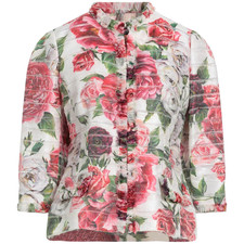 Dolce & Gabbana Jacket Floral Frayed Trim Silk Blend Jacket Size 42 Rp £1995.00