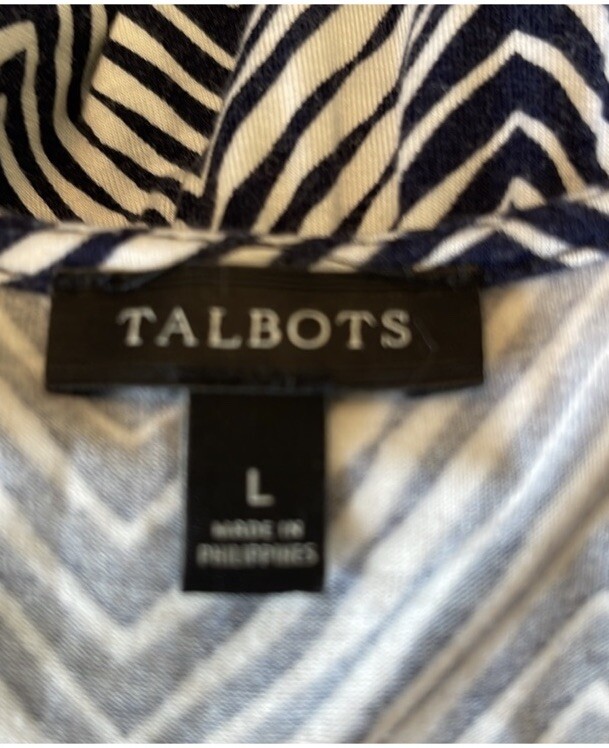Talbots - Navy & White Zigzag Pattern Maxi Dress … - image 3