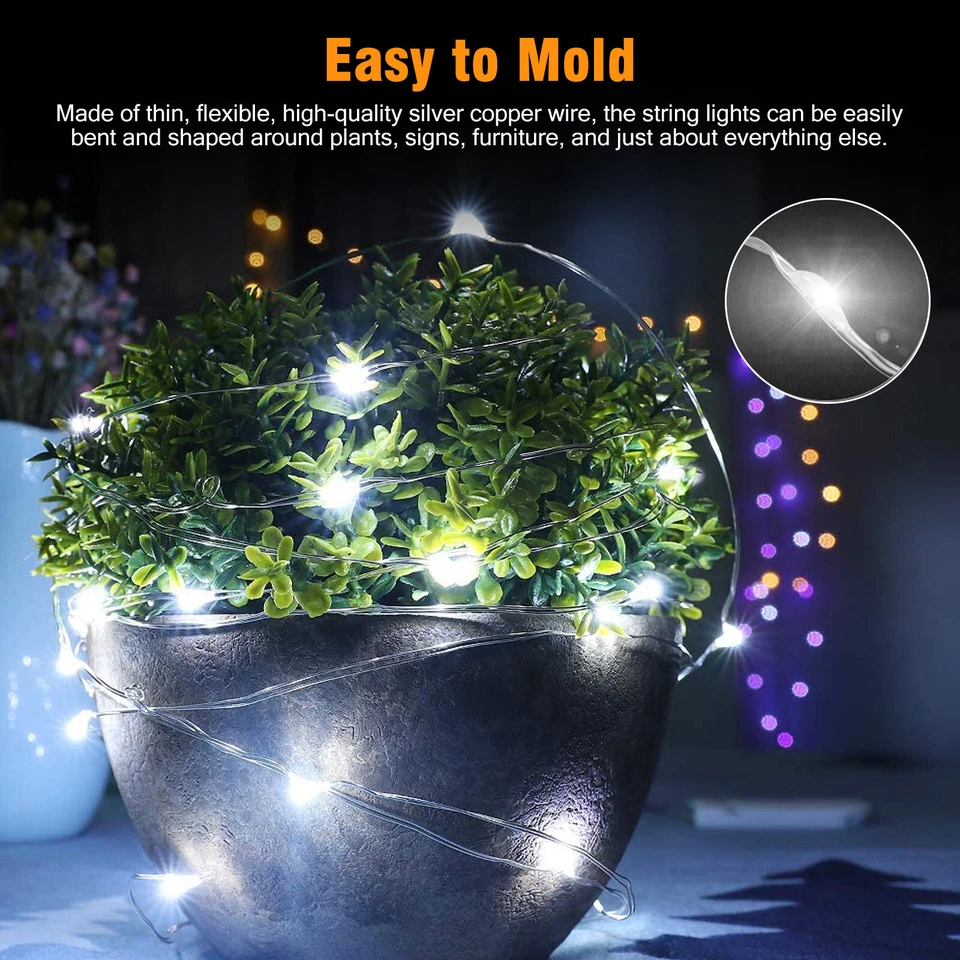 Lote al por mayor de 20 luces de hadas con cadena de alambre de cobre que funcionan con baterías de 6,6 pies Foto 3 de 4