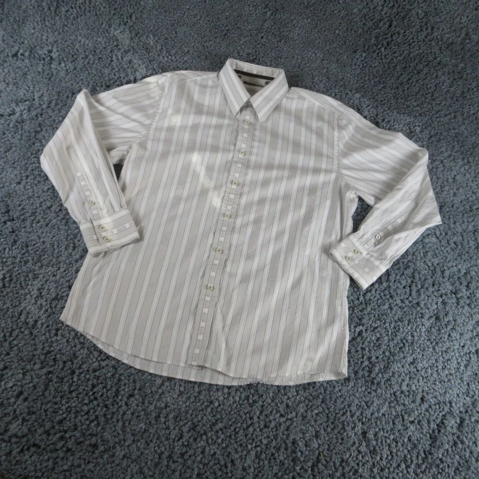 Zagiri Shirt Mens Extra Large White Gray Striped Textured Long Sleeve Button Up - Image 2 of 4