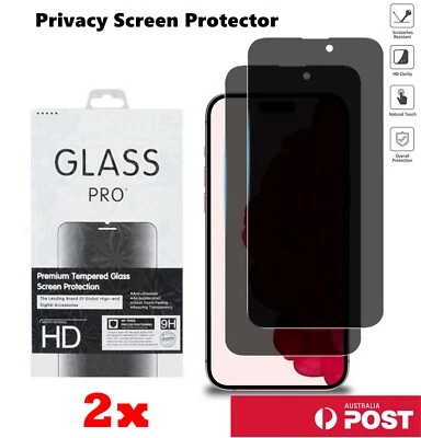 2X Privacy Tempered Glass Screen Protector iPhone 17 16 15 14 13 12 11 Pro Max - image 1 of 4