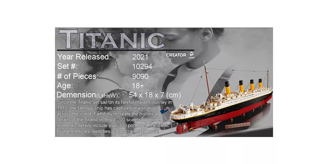 Display Stand Plaque For LEGO Titanic Set 10294