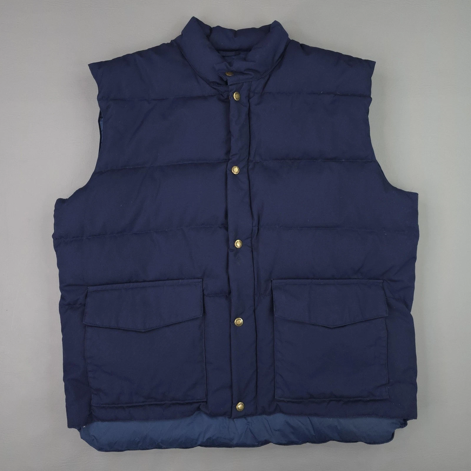 Cabela's Vest Mens Large Blue Premier Northern Goose Down Puffer Canvas Zip