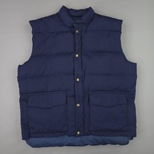Cabela's Vest Mens Large Blue Premier Northern Goose Down Puffer Canvas Zip