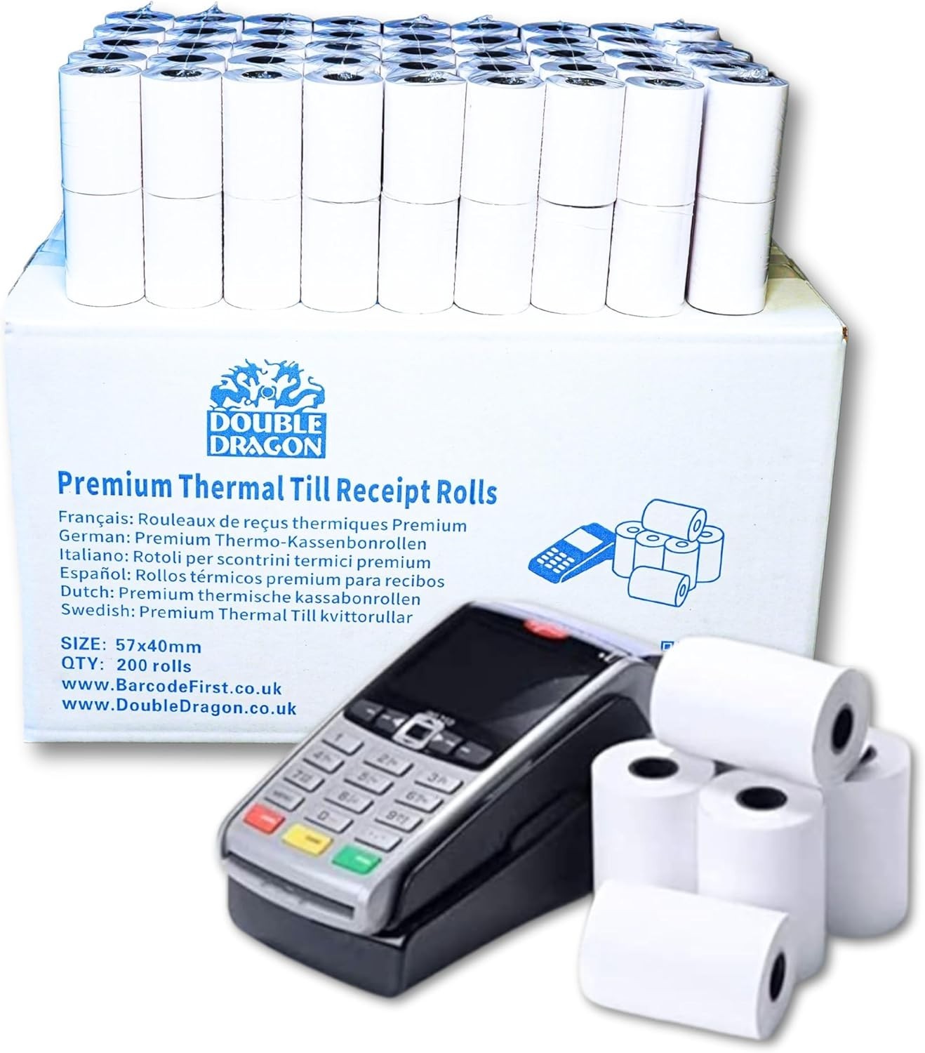 rouleau de papier thermique premium de 57 x 40 mm pour reçu de caisse pour