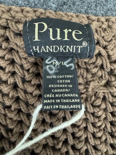 Pure Handknit Brown Boho Knit Crochet Vest Festival Size M/L Designer New - Picture 3 of 6