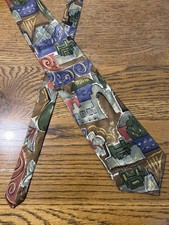 Vintage Erreuno Milano Italian 100 Silk Abstract Geometric Art Tie 1990s Men  s