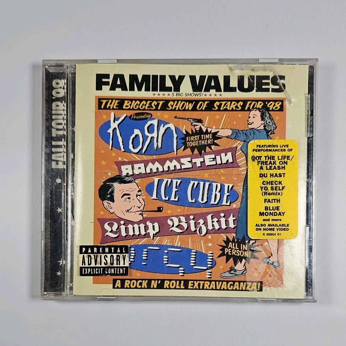 1998 FAMILY VALUES Tour CD KORN Rammstein Limp Bizkit Incubus Ice