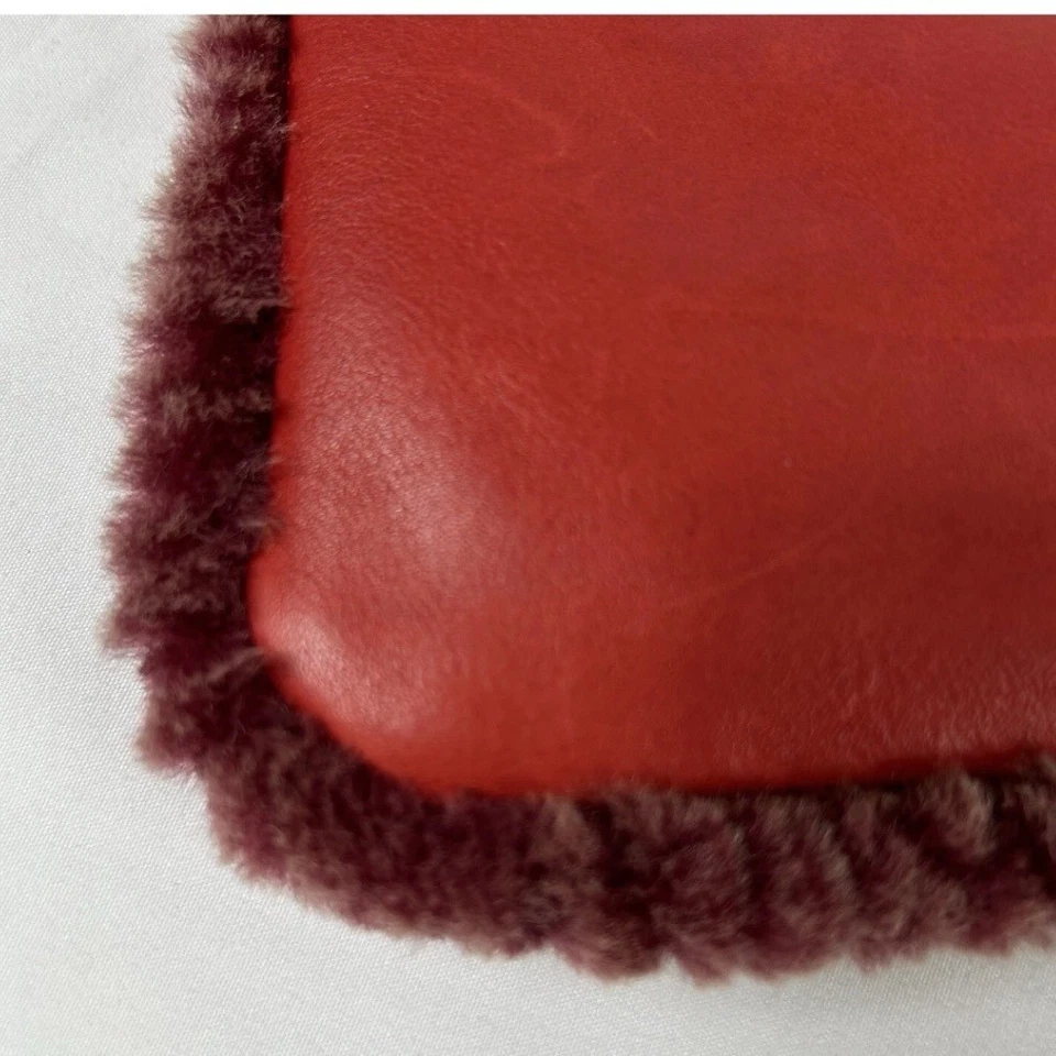 Patricia Nash Cuero Rojo Sherpa Borde Muñequera Cartera Bolso sin asas Otoño Vacaciones Foto 2 de 4