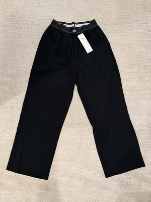 NWT Alo Yoga Wide Leg Pants Black Size L Women's Athletic Lounge Yoga Pants
