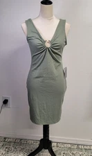 Good luck gem from Nordstrom Rack winter sage Sleeveless Dress V-neck front&back