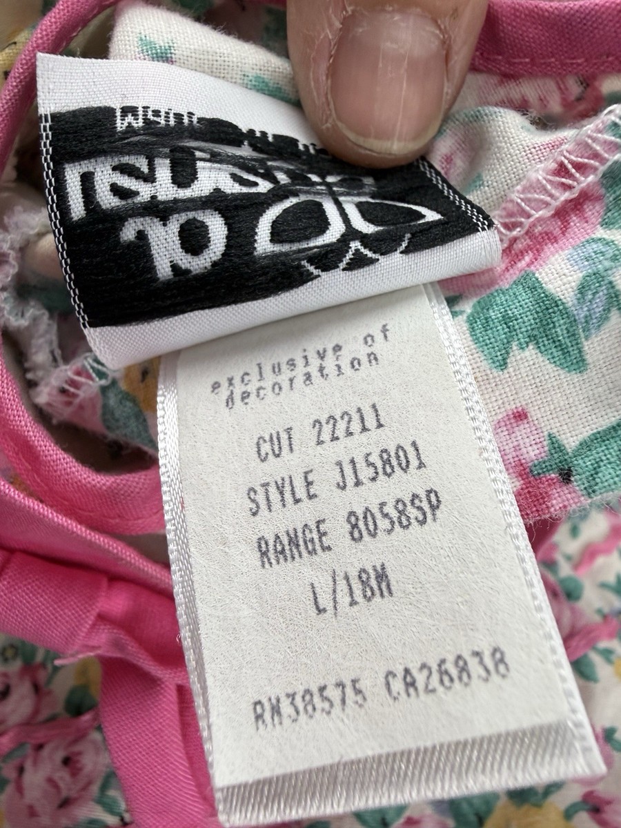 Vintage Jo Lene 80s 90s Cottage Lace Frilly Toddler Girls Rose Floral Dress 18M View 5