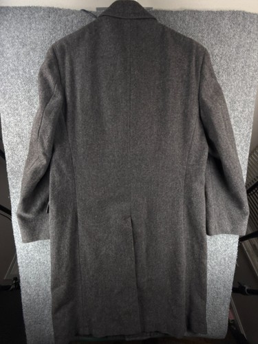 VTG Brooks Brothers Wool Herringbone Gray Overcoat USA 39R Lined Long Business - Picture 15 of 17