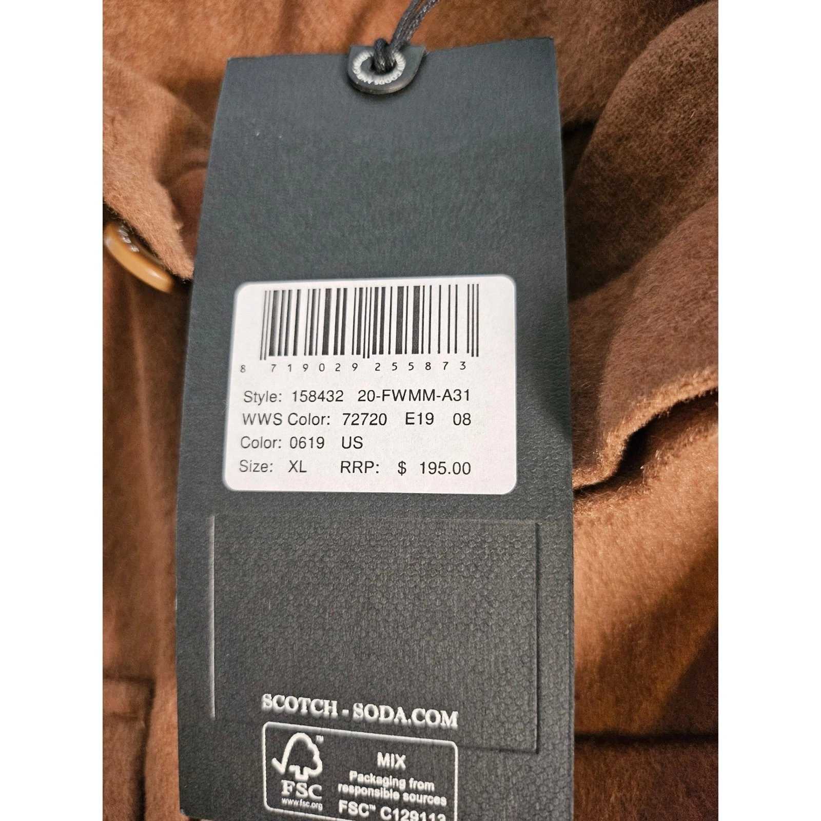 Scotch & Soda Shirt Jacket Mens XL Brown Wool Blend Overshirt 158432 - product detail image 5
