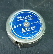 circa 1950 Lufkin Wizard Junior 6 foot round tape measure Saginaw Mi.