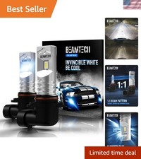 BEAMTECH 9005 Fog Light,6500K White 1:1 Size Super Bright Non-polarity of 2
