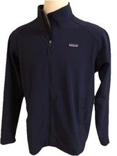 Patagonia XL Men Full ZIP Jacket Dark Blue Zip Pockets Bayer Logo Arm 83526