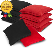 8 PCS Cornhole Bags Bean Bags for Cornhole 4 Black and 4 Red for Tossing Game