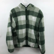 Nike Club Winterized 1/2 Zip Pullover Fir Green White Plaid Mens Size Small