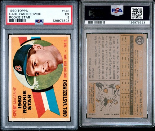 PSA 5 - 1960 Topps - Sport Magazine 1960 Rookie Star Carl Yastrzemski #148 (RC) - Bild 3 von 3