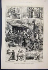 Old Antique Print 1879 Plants London Poor Victoria Park Children Sketch 19th