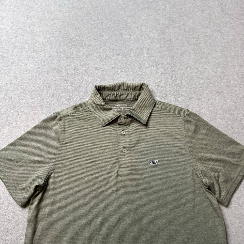 Vineyard Vines On The Go Sankaty Polo Shirt Boys Large Green Athleisure Golf - Image 2 of 4
