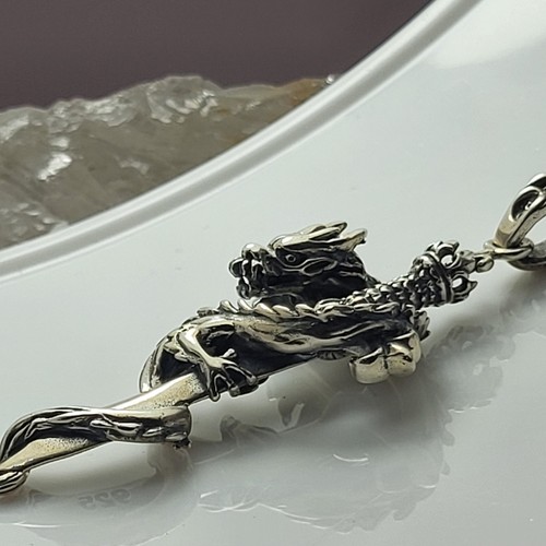 VTG Large Dragon Cross Pendant Sterling Silver 925 Regal Crown - Picture 5 of 18